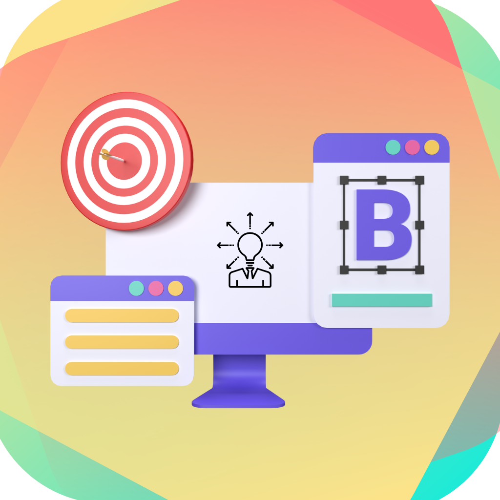 brand goals, identity, mailing on a colorful and creative background